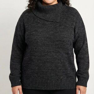 Matty M Sweater Women's Black Cable Knit Drop Shoulders Cowl Neck Plus Size XXL